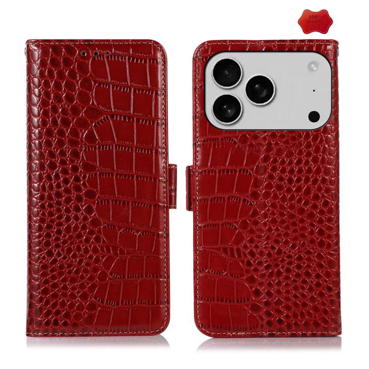 Crocodile Top Layer Cowhide Leather Phone Case, For iPhone 16e / 17e, For iPhone 17 Pro Max, For iPhone 17 Pro, For iPhone 17, For iPhone Air, For iPhone 16 Pro Max