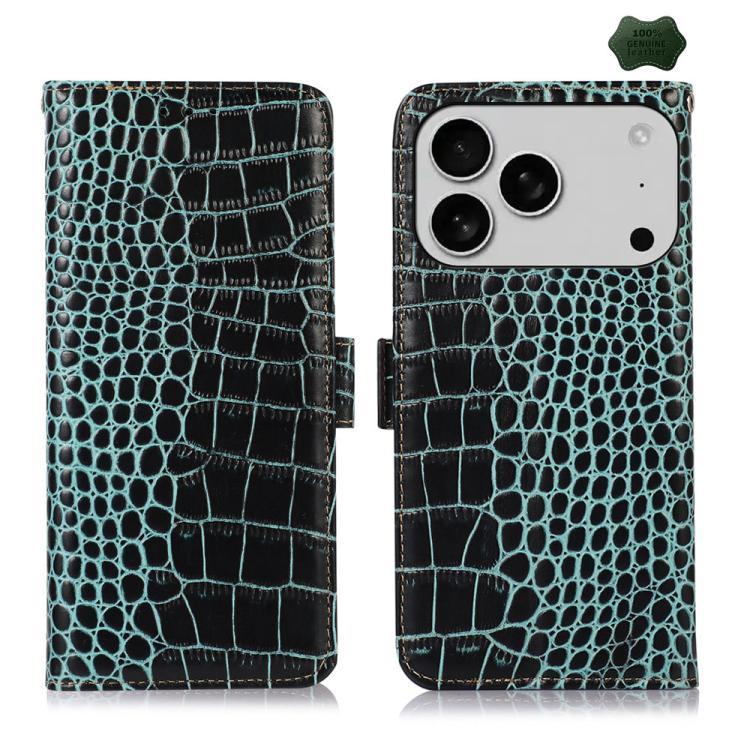 Crocodile Top Layer Cowhide Leather Phone Case, For iPhone 16e / 17e, For iPhone 17 Pro Max, For iPhone 17 Pro, For iPhone 17, For iPhone Air, For iPhone 16 Pro Max