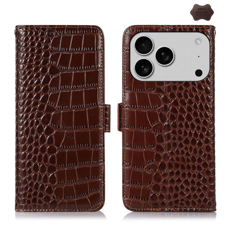 Crocodile Top Layer Cowhide Leather Phone Case, For iPhone 16e / 17e, For iPhone 17 Pro Max, For iPhone 17 Pro, For iPhone 17, For iPhone Air, For iPhone 16 Pro Max
