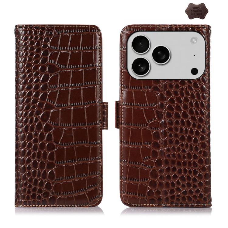Crocodile Top Layer Cowhide Leather Phone Case, For iPhone 16e / 17e, For iPhone 17 Pro Max, For iPhone 17 Pro, For iPhone 17, For iPhone Air, For iPhone 16 Pro Max