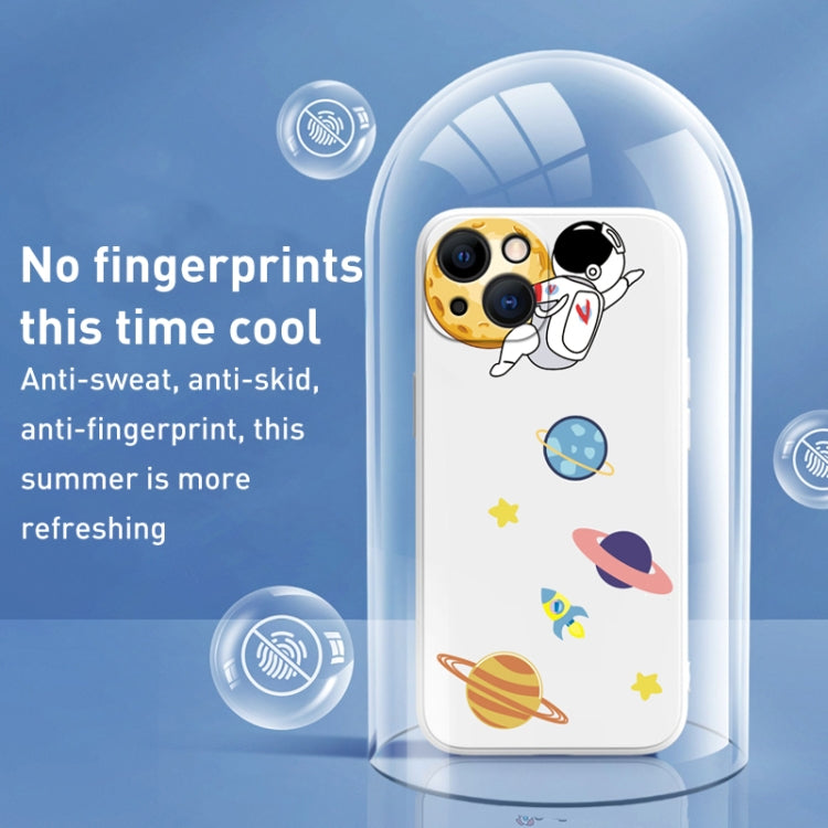 For iPhone 13 Pro Hug Moon Astronaut Pattern TPU Phone Case(Black)
