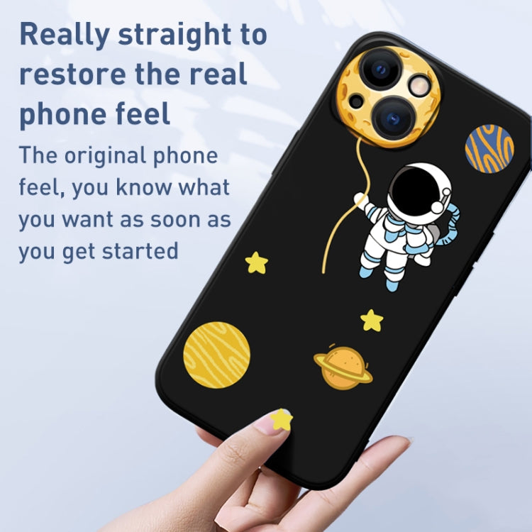 For iPhone 13 Pro Hug Moon Astronaut Pattern TPU Phone Case(Black)