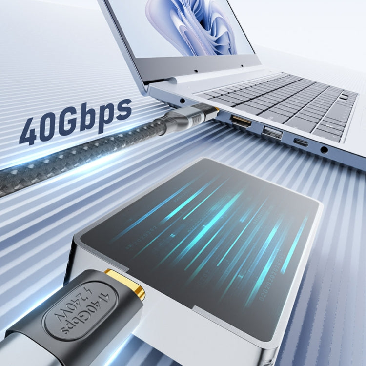 40Gbps 240W USB-C / Type-C Female to USB-C / Type-C Male Middle Bend Adapter(Black)