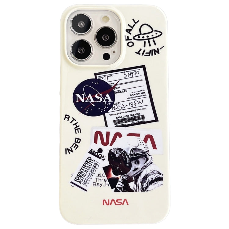 For iPhone 13 Pro Astronaut Pattern Glossy PC Phone Case(White)