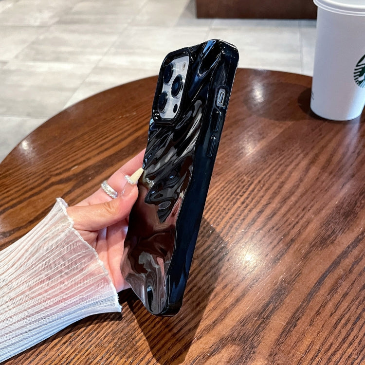 For iPhone 14 /13 Solid Color Wave Texture TPU Phone Case(Black)
