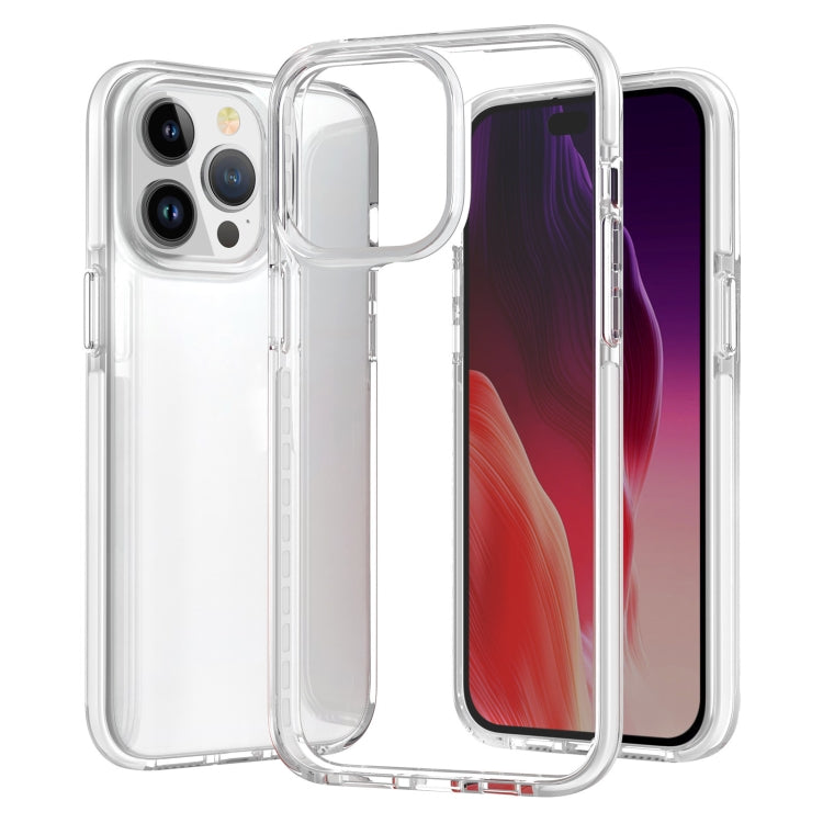 For iPhone 15 Pro Max Two-color Shockproof High Transparency TPU Phone Case(White)