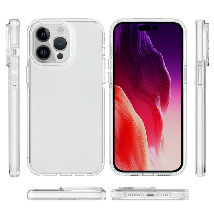 For iPhone 15 Pro Max Two-color Shockproof High Transparency TPU Phone Case(White)