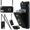 Rhombic Texture Card Bag Phone Case with Long Lanyard, For iPhone 11 Pro Max, For iPhone 11, For iPhone 11 Pro