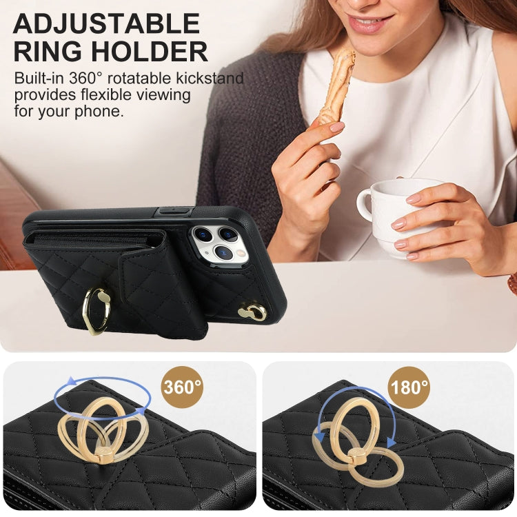 Rhombic Texture Card Bag Phone Case with Long Lanyard, For iPhone 11 Pro Max, For iPhone 11, For iPhone 11 Pro