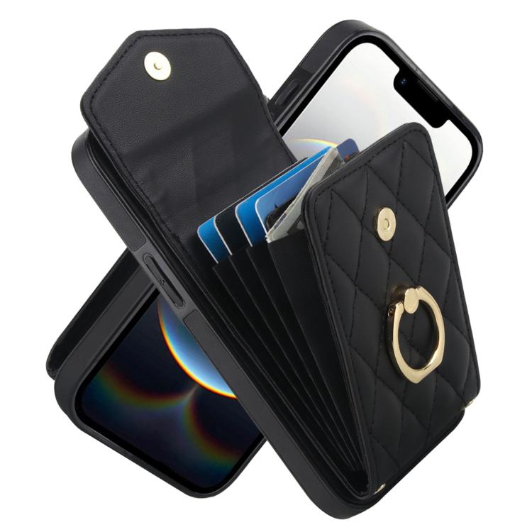 Rhombic Texture Card Bag Phone Case with Long Lanyard, For iPhone 17e / 16e, For iPhone 17 Pro Max, For iPhone 17 Pro