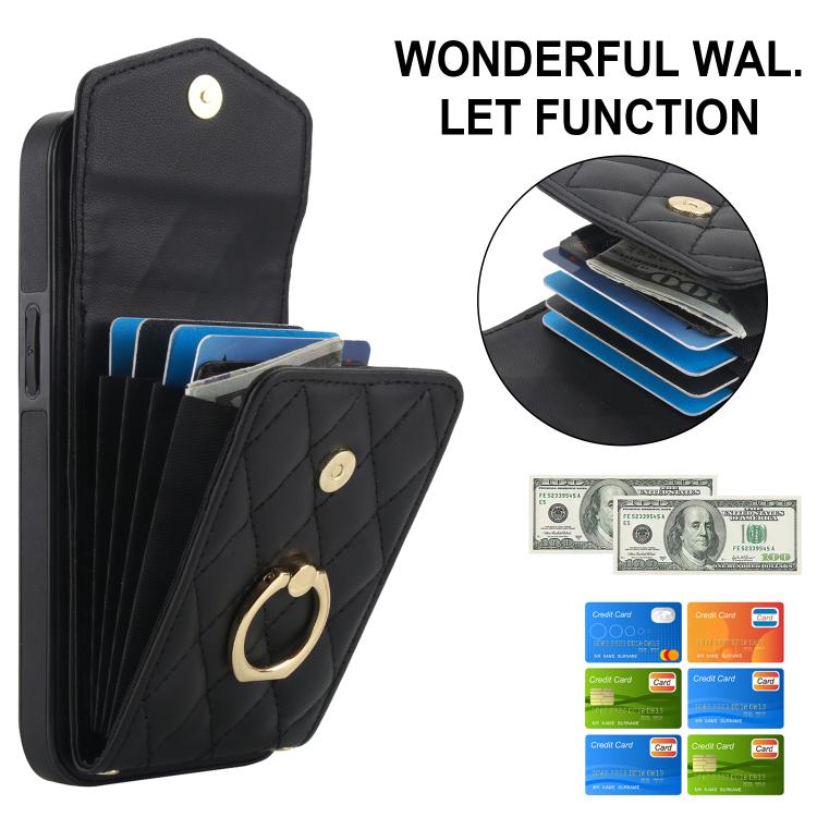 Rhombic Texture Card Bag Phone Case with Long Lanyard, For iPhone 17e / 16e, For iPhone 17 Pro Max, For iPhone 17 Pro
