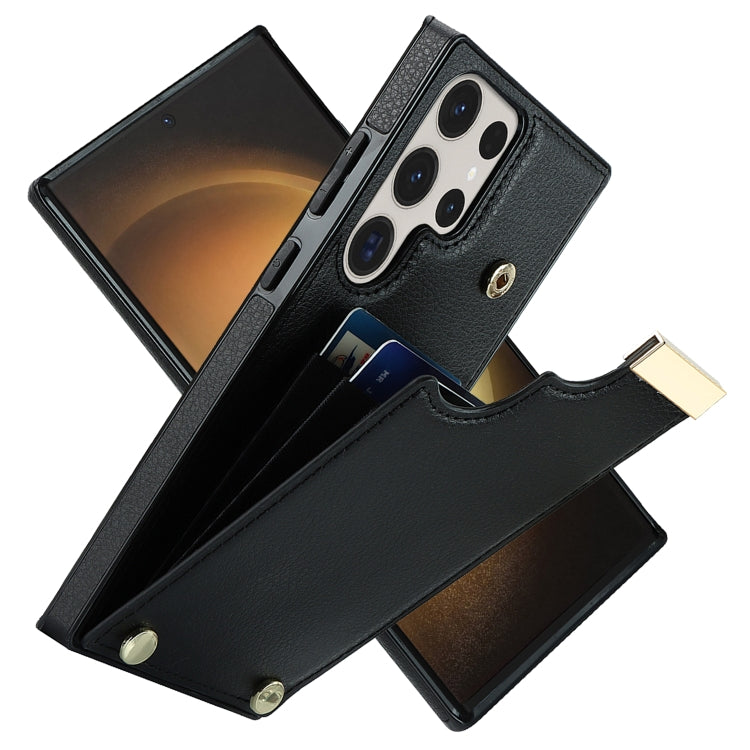 For Samsung Galaxy S23 Ultra 5G Metal Buckle Card Slots Phone Case(Black)