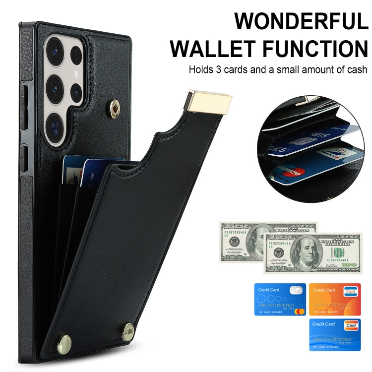 For Samsung Galaxy S23 Ultra 5G Metal Buckle Card Slots Phone Case(Black)