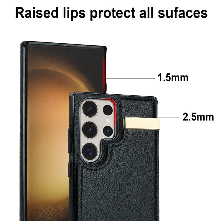 For Samsung Galaxy S23 Ultra 5G Metal Buckle Card Slots Phone Case(Black)