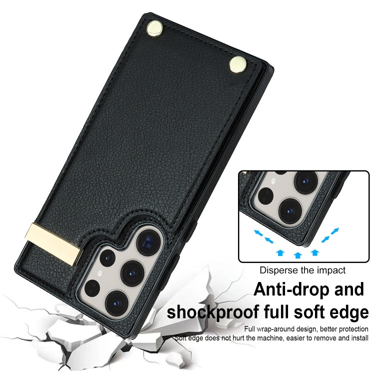 For Samsung Galaxy S23 Ultra 5G Metal Buckle Card Slots Phone Case(Black)
