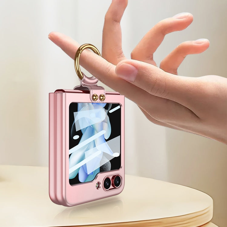 GKK Ultra-thin PC Full Coverage Phone Case with Ring Holder / Tempered Film, For Samsung Galaxy Z Flip5