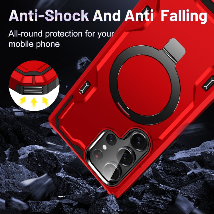 For Samsung Galaxy S23 Ultra 5G Patronus MagSafe Magnetic Holder Phone Case(Red)