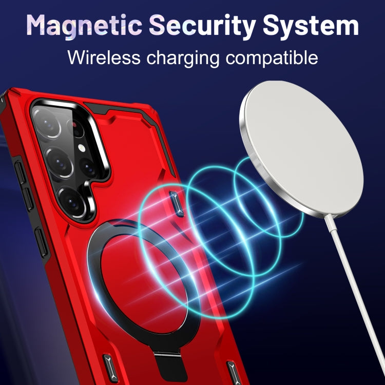 For Samsung Galaxy S23 Ultra 5G Patronus MagSafe Magnetic Holder Phone Case(Red)