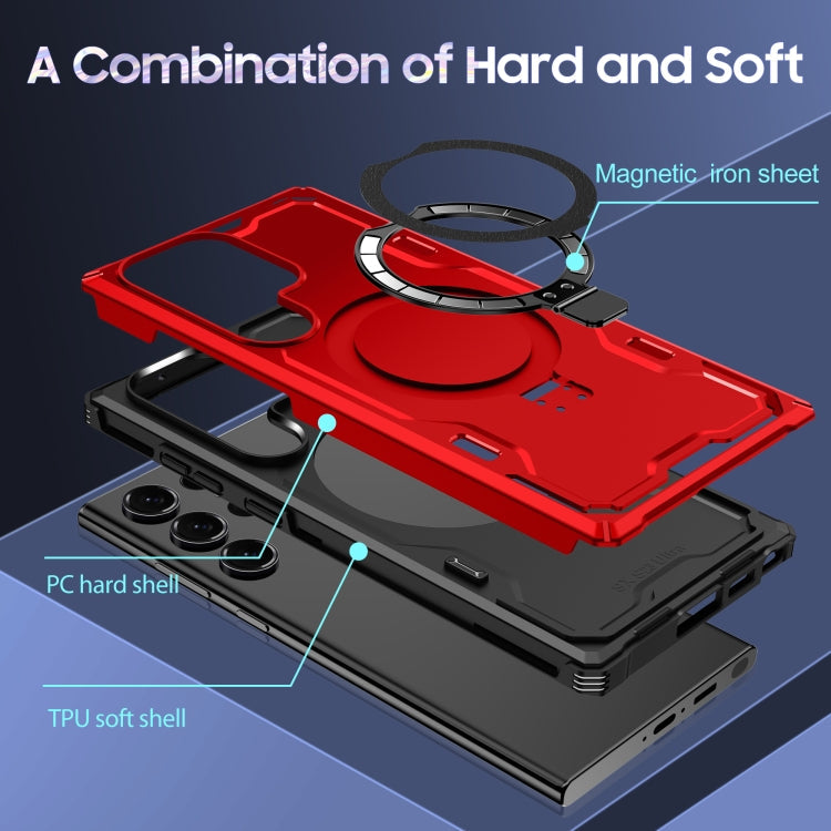 For Samsung Galaxy S23 Ultra 5G Patronus MagSafe Magnetic Holder Phone Case(Red)