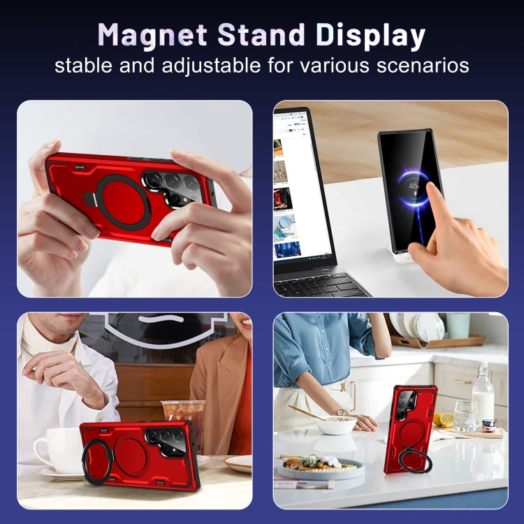 For Samsung Galaxy S23 Ultra 5G Patronus MagSafe Magnetic Holder Phone Case(Red)