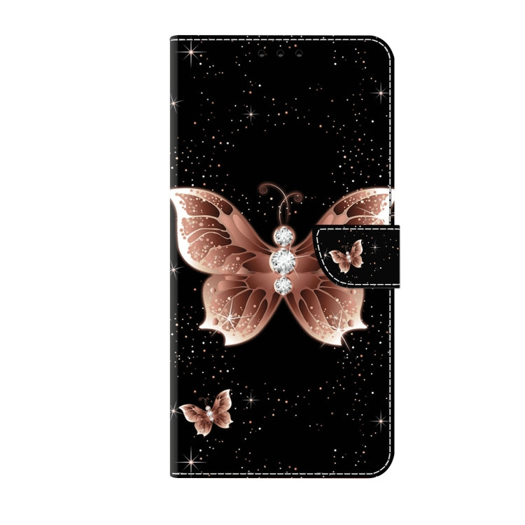 For iPhone 15 Pro Crystal 3D Shockproof Protective Leather Phone Case(Pink Diamond Butterfly)