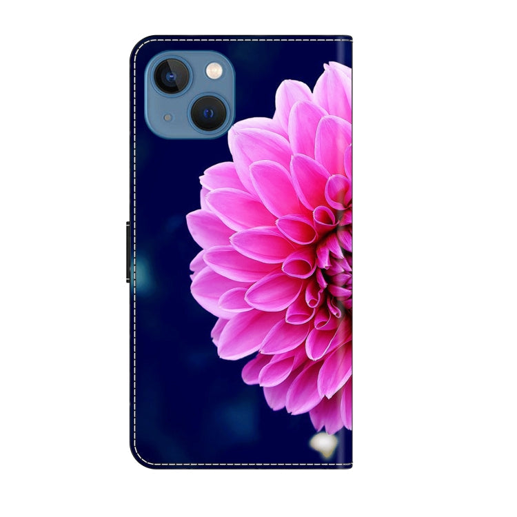 For iPhone 15 Crystal 3D Shockproof Protective Leather Phone Case(Pink Petals)