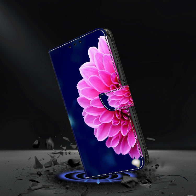 For iPhone 15 Crystal 3D Shockproof Protective Leather Phone Case(Pink Petals)