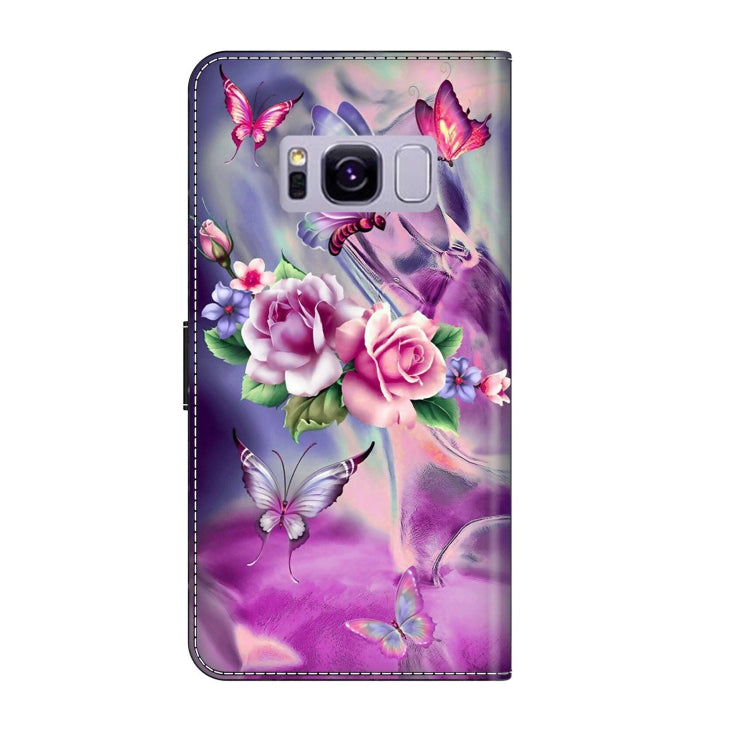 For Samsung Galaxy S8+ Crystal 3D Shockproof Protective Leather Phone Case(Butterfly)