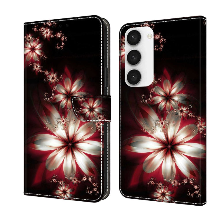For Samsung Galaxy S23 Crystal 3D Shockproof Protective Leather Phone Case(Fantastic Flower)