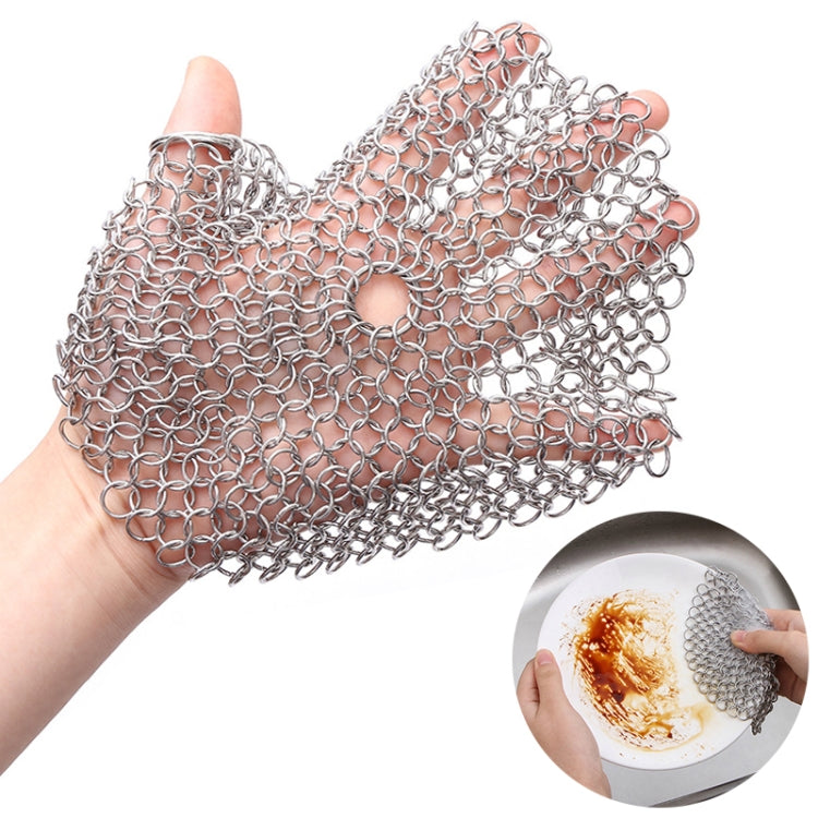Stainless Steel Round Iron Cleaner Pot Brush Scrubber Home Cookware Kitchen Cleaning Tool, Size:6 x 6 inch