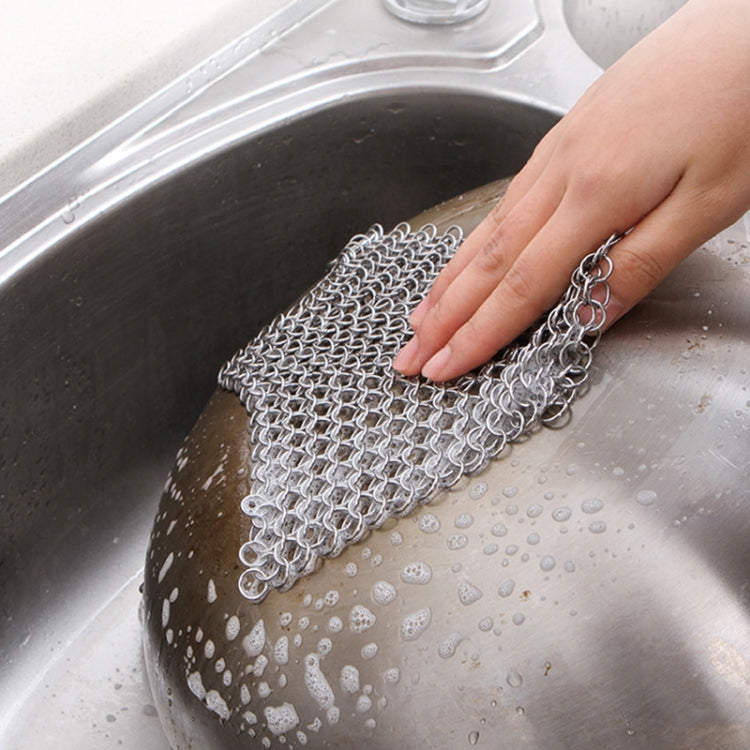 Stainless Steel Round Iron Cleaner Pot Brush Scrubber Home Cookware Kitchen Cleaning Tool, Size:6 x 6 inch