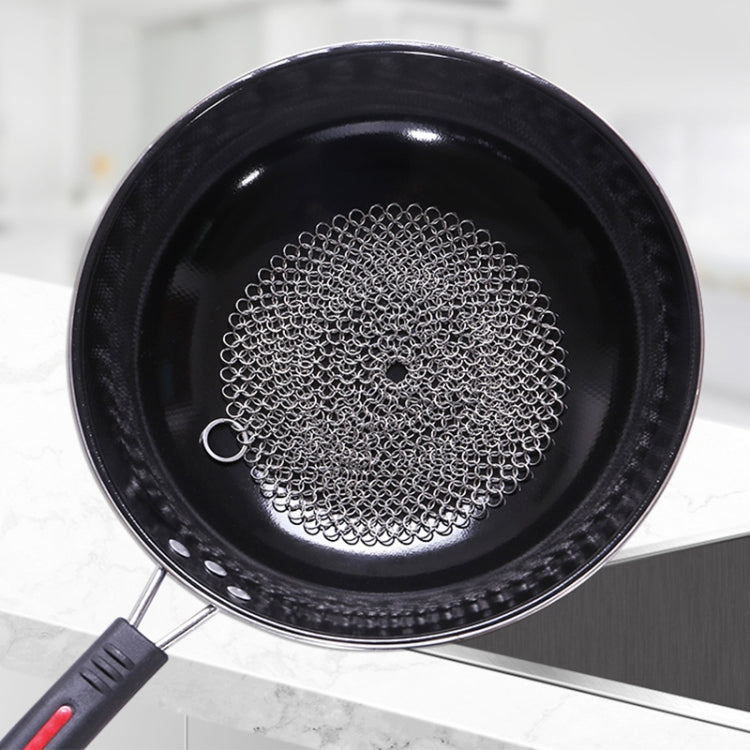 Stainless Steel Round Iron Cleaner Pot Brush Scrubber Home Cookware Kitchen Cleaning Tool, Size:6 x 6 inch
