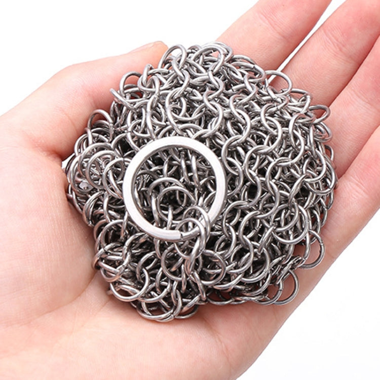 Stainless Steel Round Iron Cleaner Pot Brush Scrubber Home Cookware Kitchen Cleaning Tool, Size:6 x 6 inch