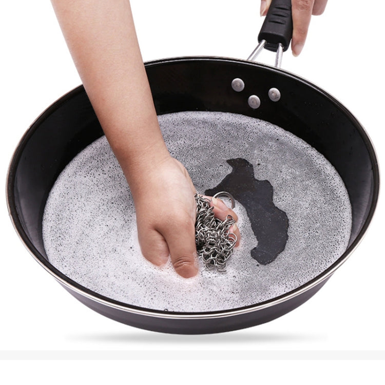 Stainless Steel Round Iron Cleaner Pot Brush Scrubber Home Cookware Kitchen Cleaning Tool, Size:6 x 6 inch