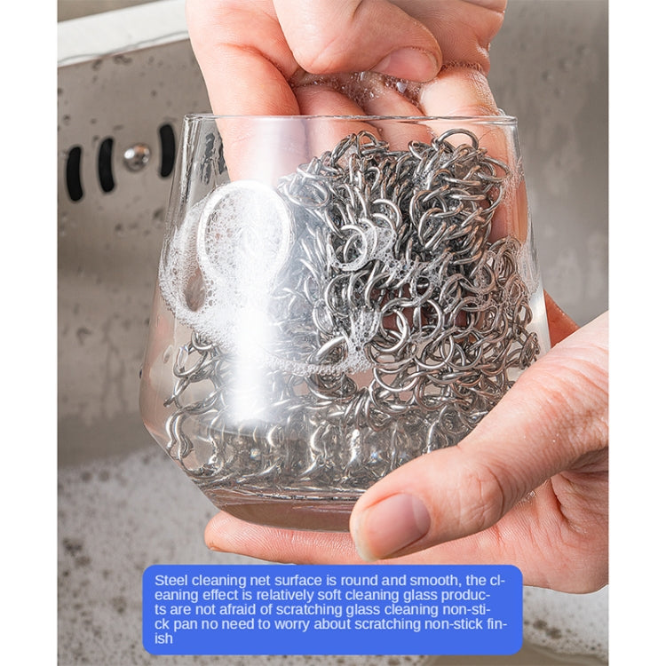 Stainless Steel Round Iron Cleaner Pot Brush Scrubber Home Cookware Kitchen Cleaning Tool, Size:6 x 6 inch