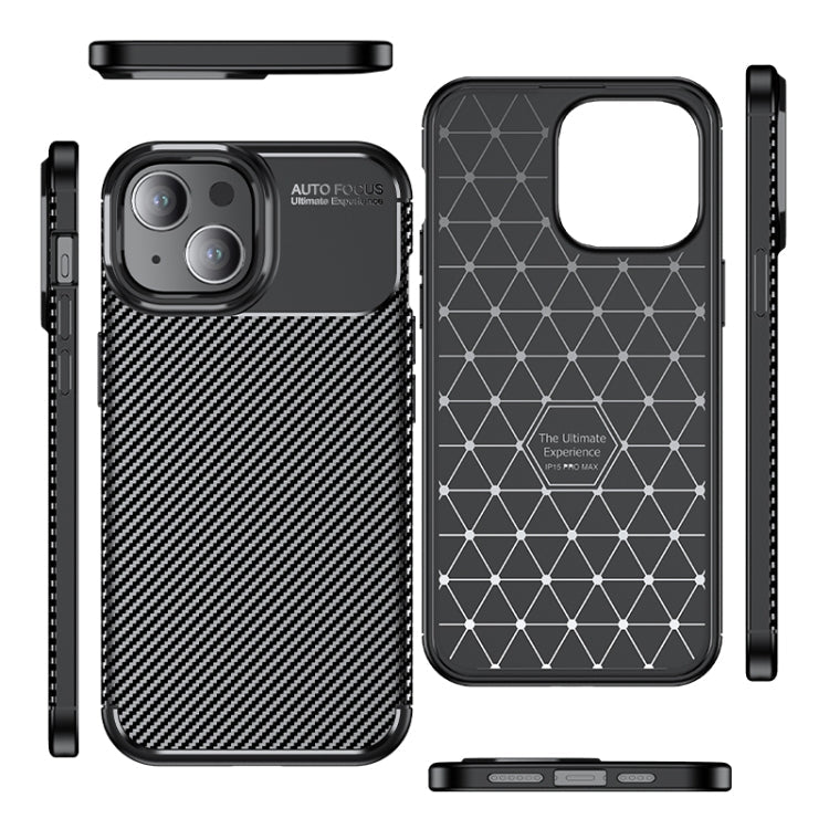 For iPhone 15 Carbon Fiber Texture Shockproof TPU Phone Case(Black)