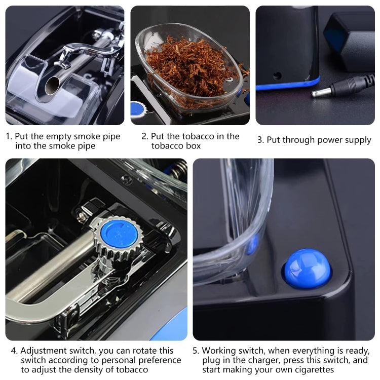Automatic Electric Cigarette Rolling Machine Cigarette Injector Maker, Diameter: 6.5mm, Power Plug:EU Plug(Blue)