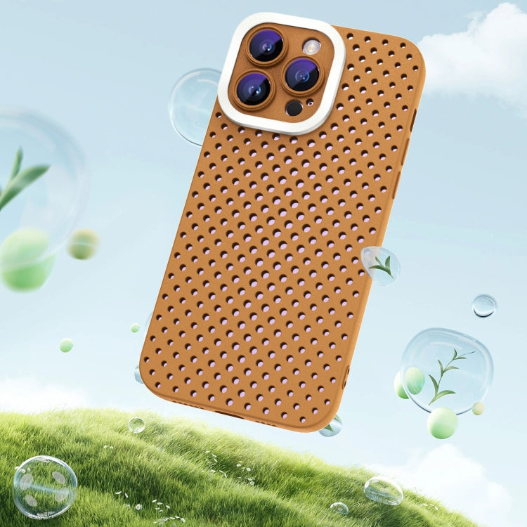 For iPhone 12 Pro Max Hollow Heat Dissipation TPU Phone Case(Brown)