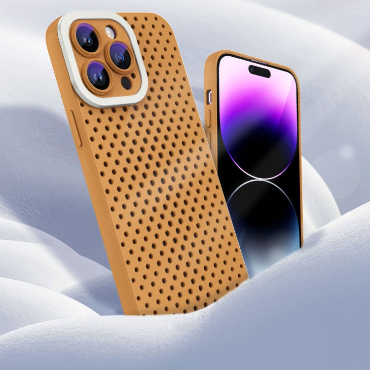 For iPhone 12 Pro Max Hollow Heat Dissipation TPU Phone Case(Brown)