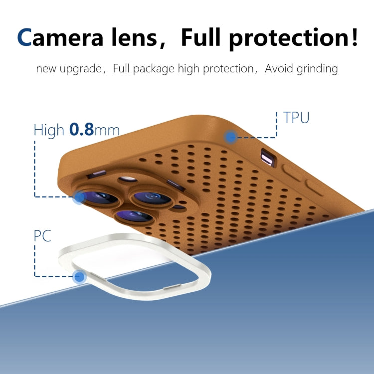 For iPhone 12 Pro Max Hollow Heat Dissipation TPU Phone Case(Brown)