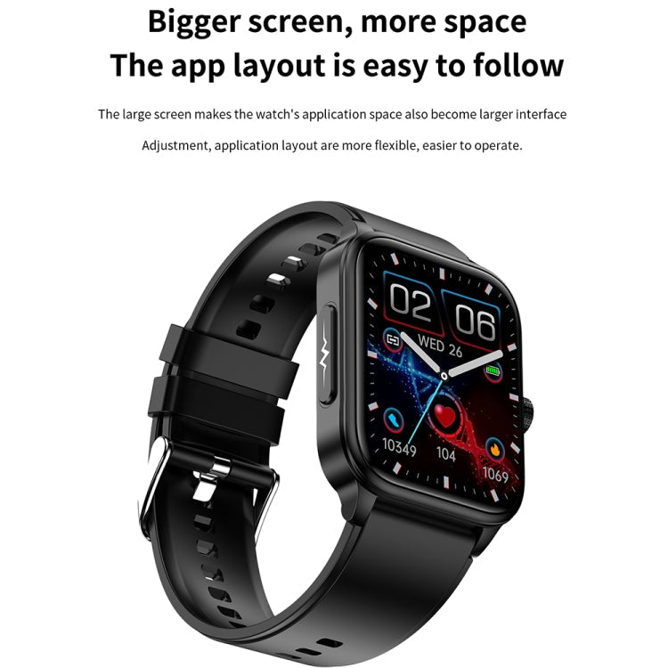 ET540 1.91 inch IP67 Waterproof Silicone Band Smart Watch, Support ECG / Non-invasive Blood Glucose Measurement(Black)