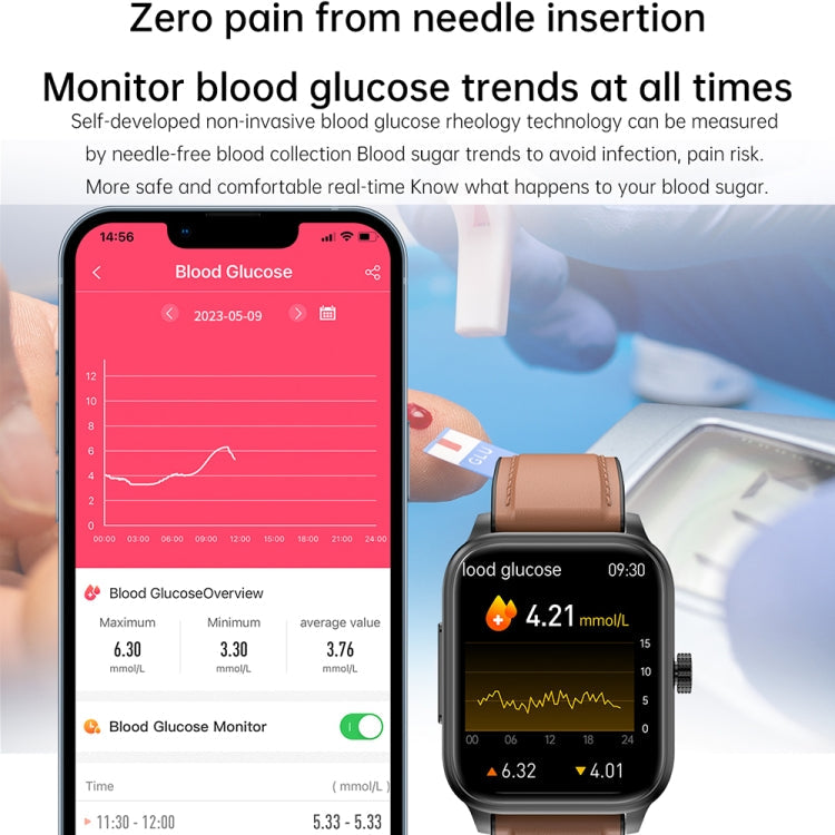 ET540 1.91 inch IP67 Waterproof Silicone Band Smart Watch, Support ECG / Non-invasive Blood Glucose Measurement(Black)