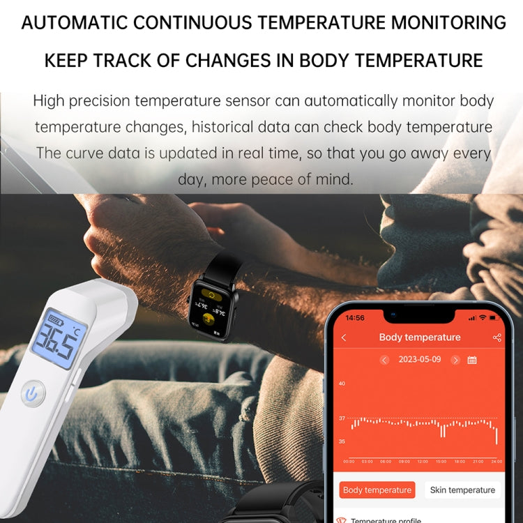 ET540 1.91 inch IP67 Waterproof Silicone Band Smart Watch, Support ECG / Non-invasive Blood Glucose Measurement(Black)