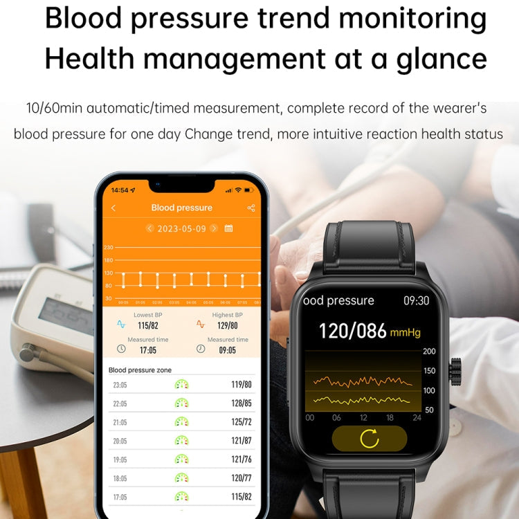 ET540 1.91 inch IP67 Waterproof Silicone Band Smart Watch, Support ECG / Non-invasive Blood Glucose Measurement(Black)