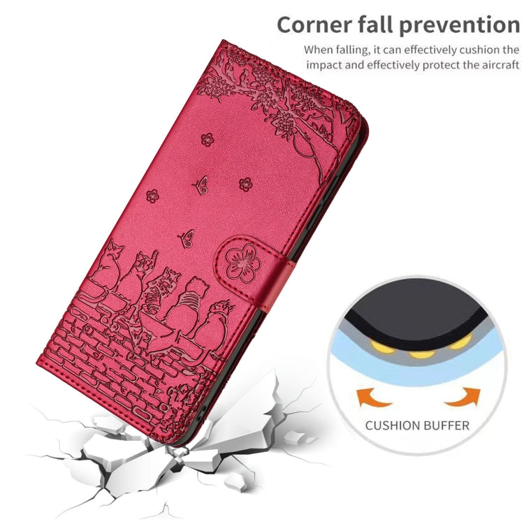 Cat Embossing Pattern Leather Phone Case with Lanyard, For iPhone 13, For iPhone 13 mini, For iPhone 12, For iPhone 12 Pro Max