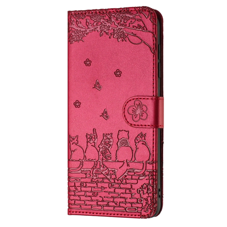 Cat Embossing Pattern Leather Phone Case with Lanyard, For iPhone 16e / 17e, For iPhone 17 Pro Max, For iPhone 17 Pro, For iPhone 17