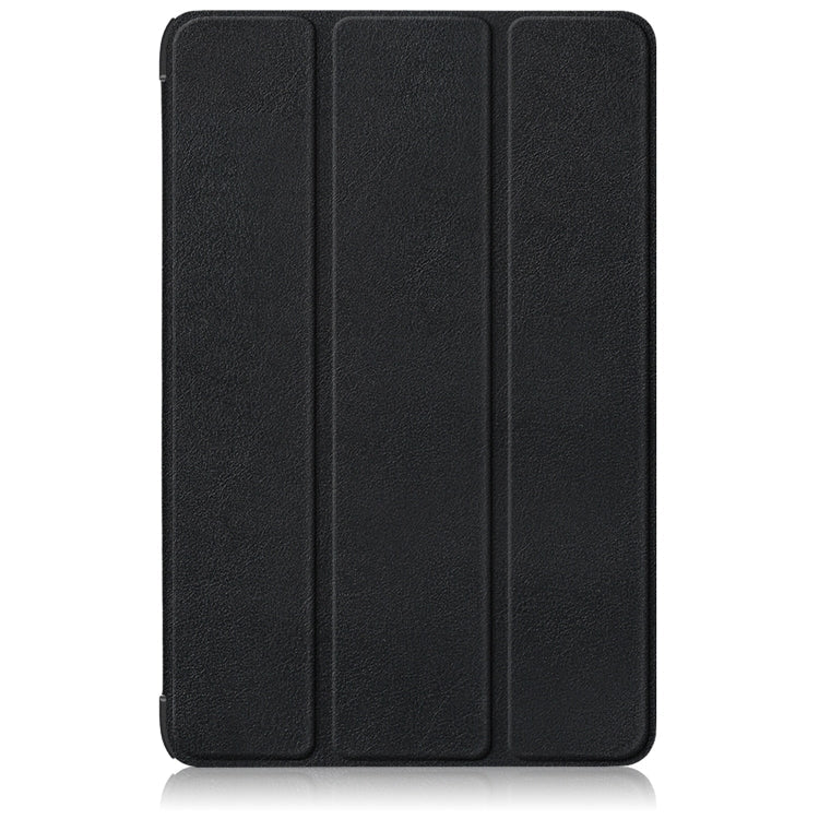 For Samsung Galaxy Tab S9+ Custer Pure Color 3-Fold Holder Smart Leather Tablet Case(Black)