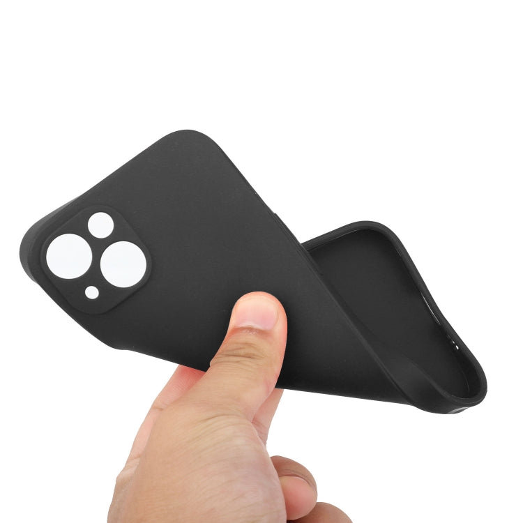 For iPhone 15 Straight Edge Solid Color TPU Shockproof Phone Case(Black)