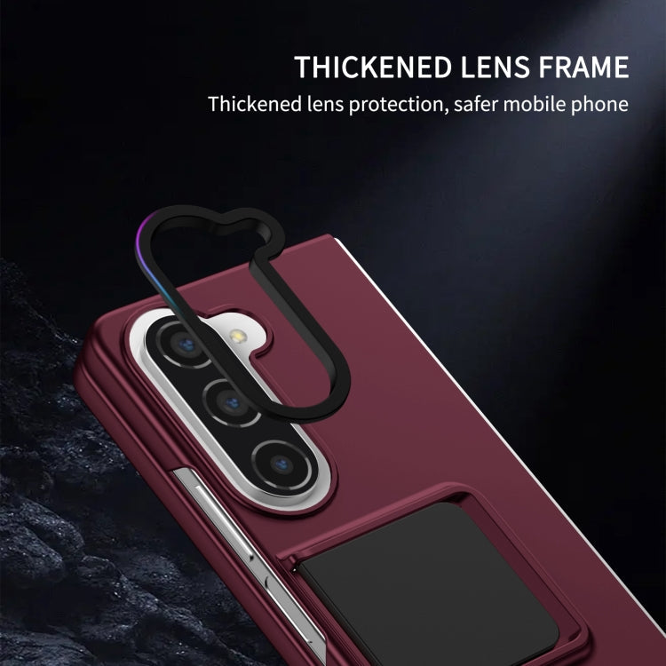 For Samsung Galaxy Z Fold5 Three-dimensional Folding Holder PC Phone Case(Wine Red)