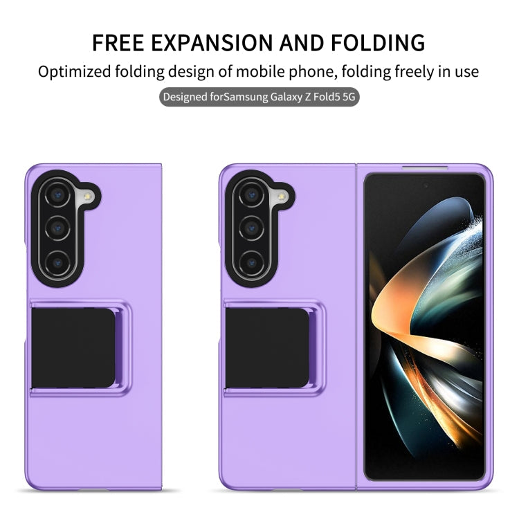 For Samsung Galaxy Z Fold5 Three-dimensional Folding Holder PC Phone Case(Purple)